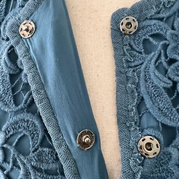 Dolce & Gabbana blue floral lace dress jacket set size 42 - Picture 7 of 13